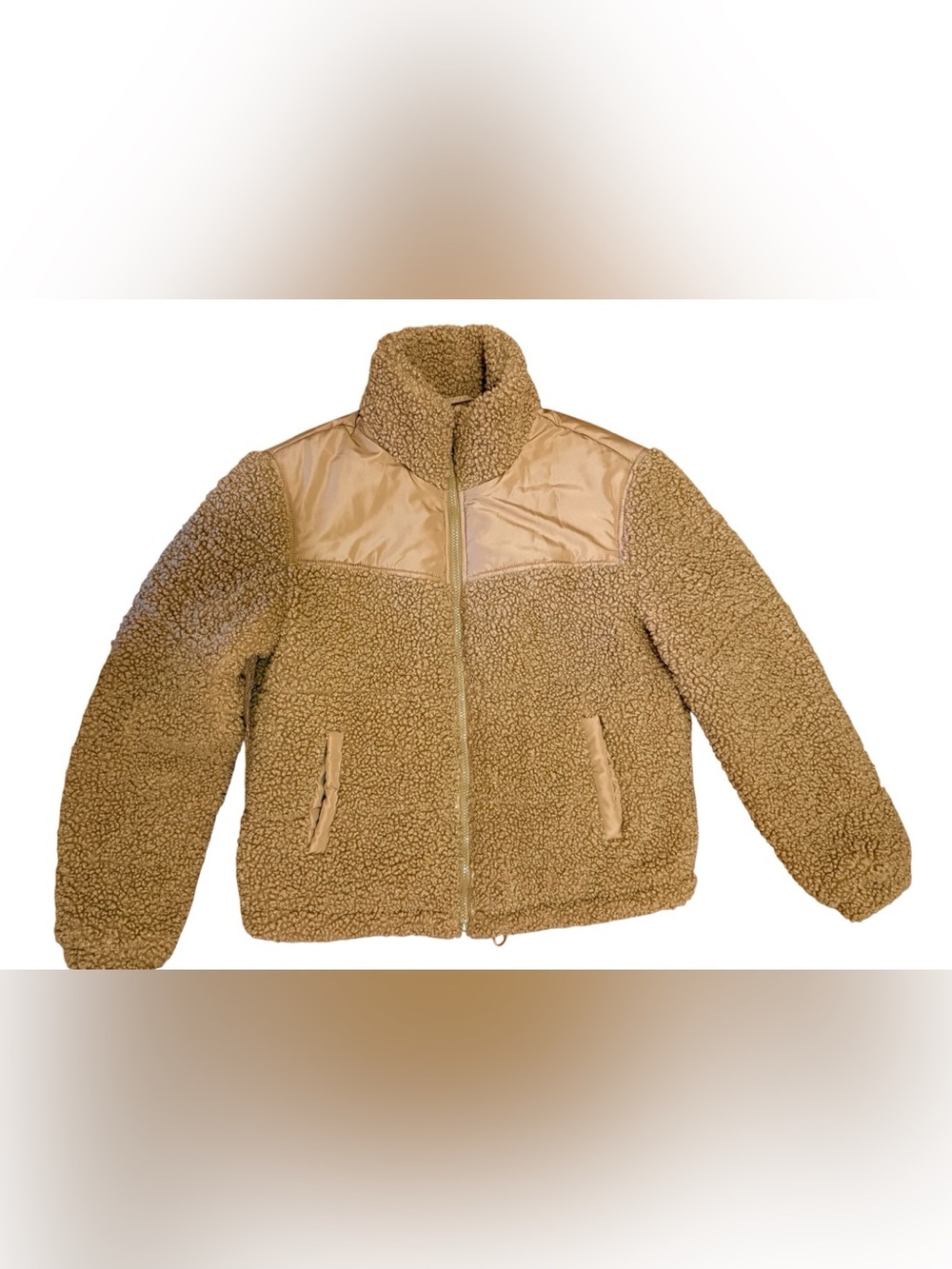 Cozy Sherpa Zip-Up Jacket in Camel